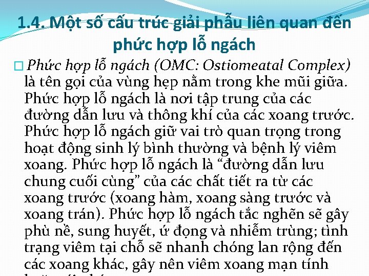 1. 4. Một số cấu trúc giải phẫu liên quan đến phức hợp lỗ