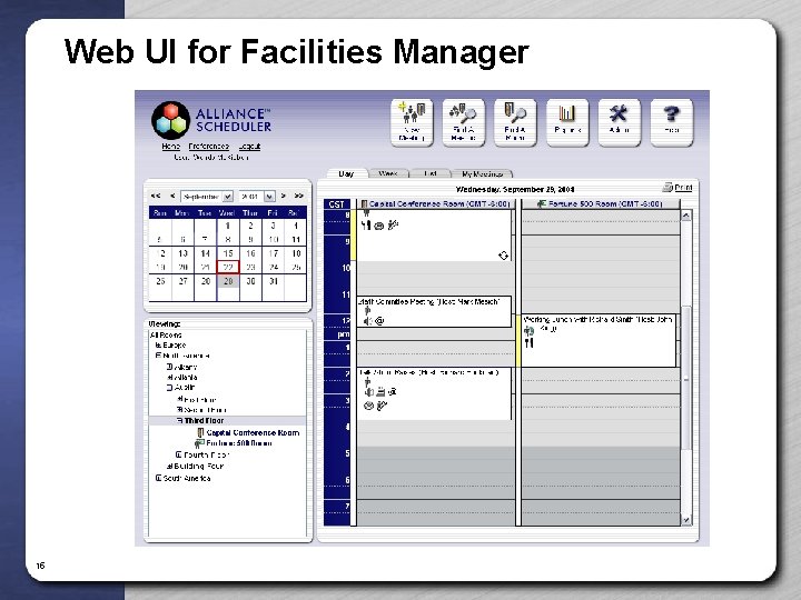 Web UI for Facilities Manager 15 