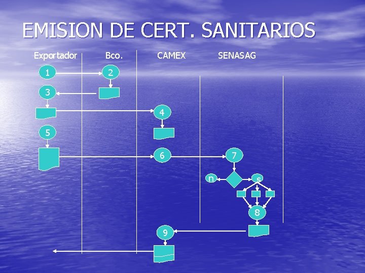 EMISION DE CERT. SANITARIOS Exportador 1 Bco. CAMEX SENASAG 2 3 4 5 6