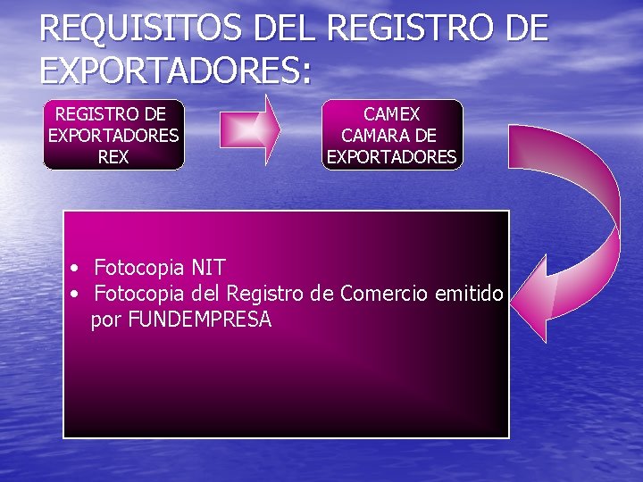 REQUISITOS DEL REGISTRO DE EXPORTADORES: REGISTRO DE EXPORTADORES REX CAMARA DE EXPORTADORES • Fotocopia