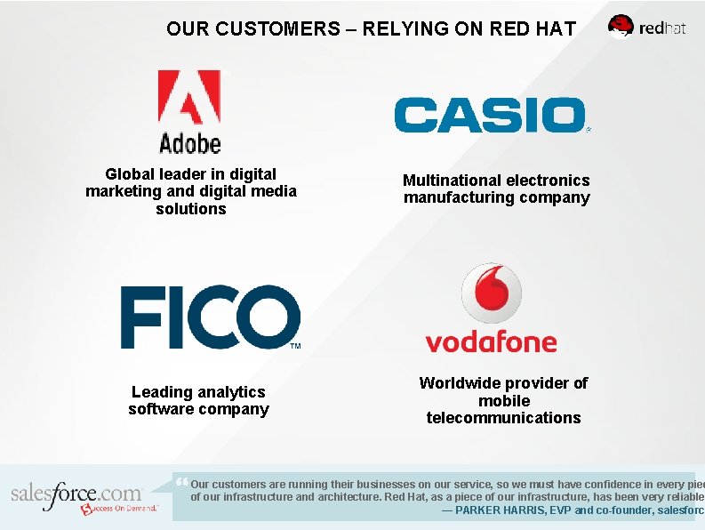 OUR CUSTOMERS – RELYING ON RED HAT Global leader in digital marketing and digital