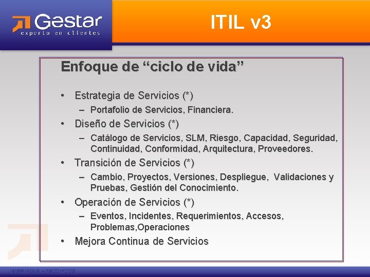 ITIL v 3 Enfoque de “ciclo de vida” • Estrategia de Servicios (*) –