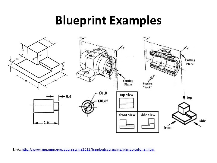 Blueprint Examples Link: http: //www. me. umn. edu/courses/me 2011/handouts/drawing/blanco-tutorial. html 