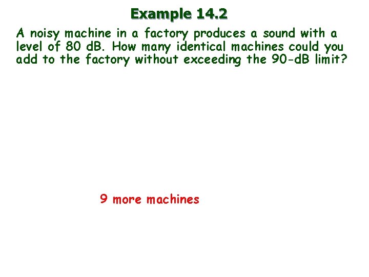 Example 14. 2 A noisy machine in a factory produces a sound with a