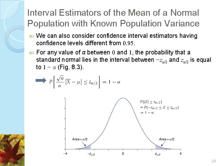 Interval Estimators of the Mean of a Normal Population with Known Population Variance We Interval Estimators of the Mean of a Normal Population with Known Population Variance We