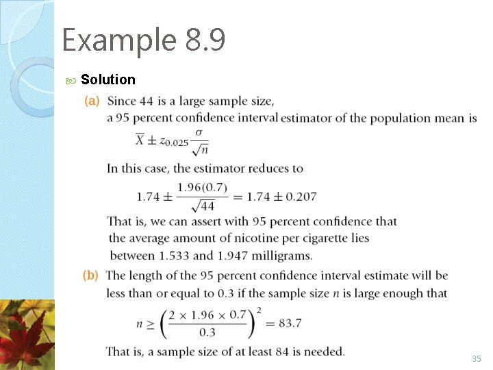 Example 8. 9 Solution 35 Example 8. 9 Solution 35