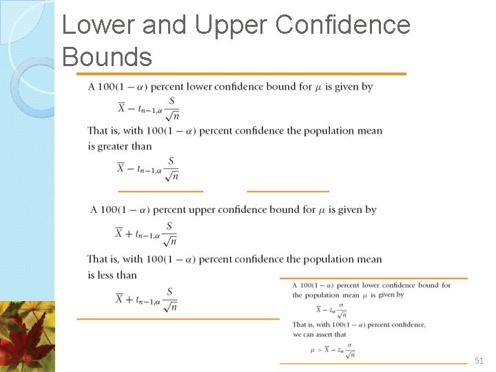 Lower and Upper Confidence Bounds 51 Lower and Upper Confidence Bounds 51