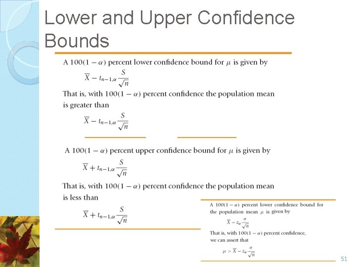 Lower and Upper Confidence Bounds 51 