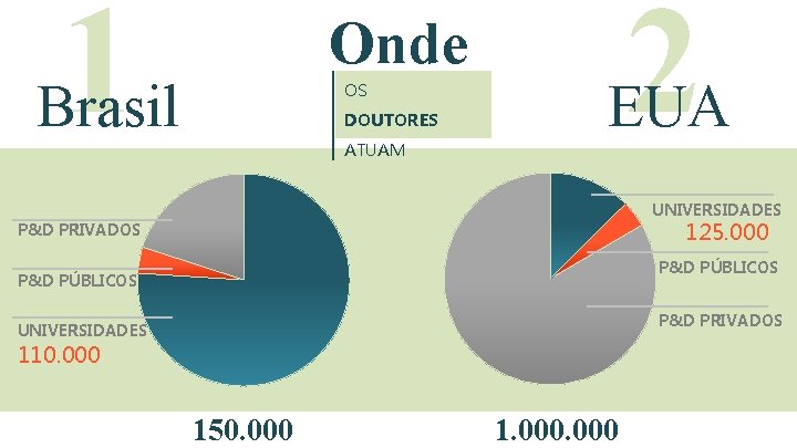 1 Onde Brasil OS DOUTORES ATUAM 2 EUA UNIVERSIDADES 125. 000 P&D PRIVADOS P&D 1 Onde Brasil OS DOUTORES ATUAM 2 EUA UNIVERSIDADES 125. 000 P&D PRIVADOS P&D