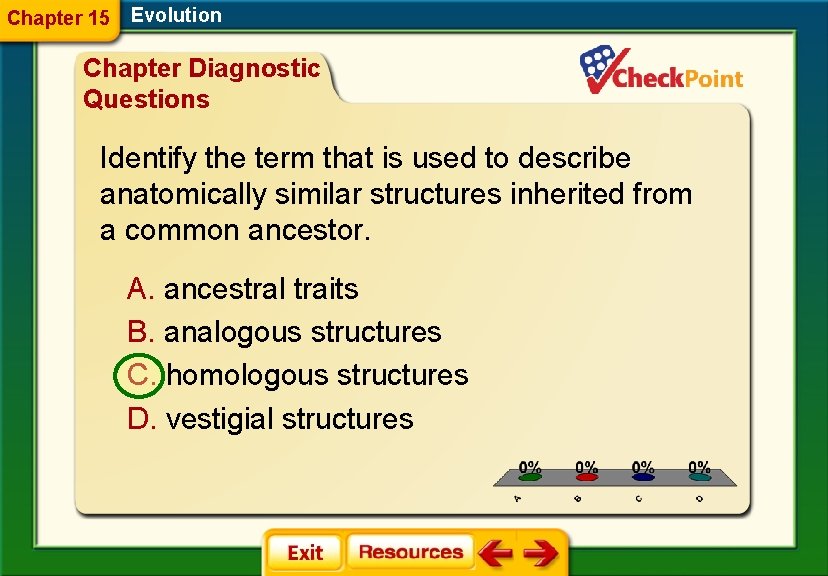 Chapter 15 Evolution Chapter Diagnostic Questions Identify the term that is used to describe