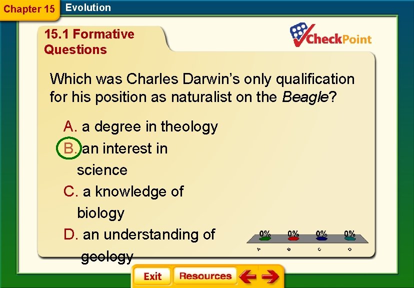 Chapter 15 Evolution 15. 1 Formative Questions Which was Charles Darwin’s only qualification for