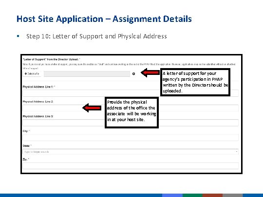 Host Site Application – Assignment Details § Step 10: Letter of Support and Physical Host Site Application – Assignment Details § Step 10: Letter of Support and Physical