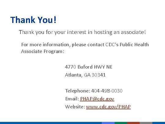 Thank You! Thank you for your interest in hosting an associate! For more information, Thank You! Thank you for your interest in hosting an associate! For more information,