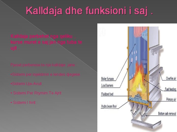 Kalldaja dhe funksioni i saj. Kalldaja perbehet nga qeliku , kurse muret e saj