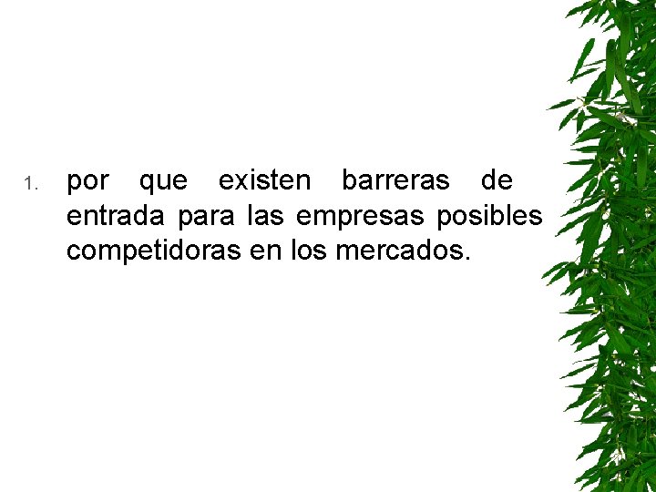 1. por que existen barreras de entrada para las empresas posibles competidoras en los