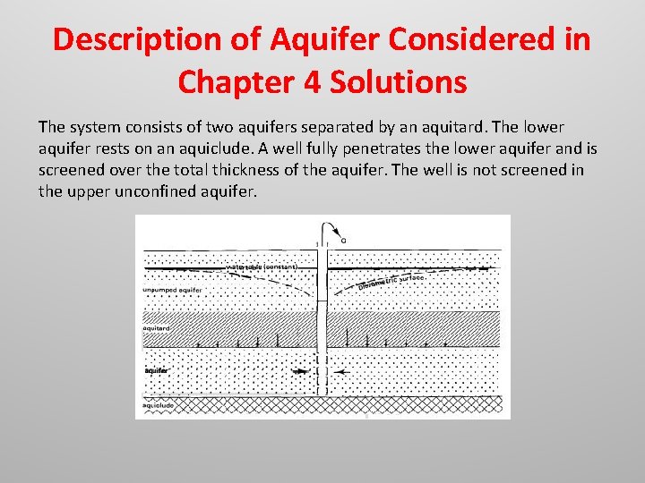 Description of Aquifer Considered in Chapter 4 Solutions The system consists of two aquifers
