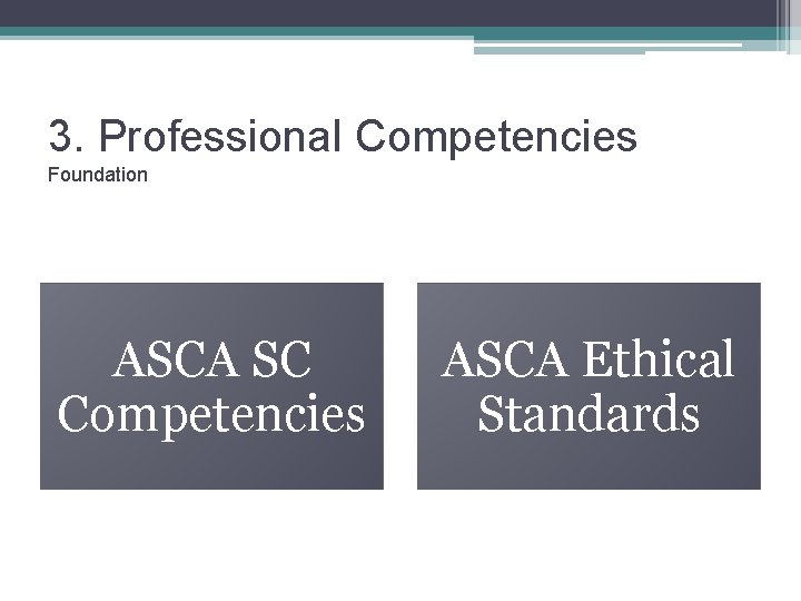 3. Professional Competencies Foundation ASCA SC Competencies ASCA Ethical Standards 