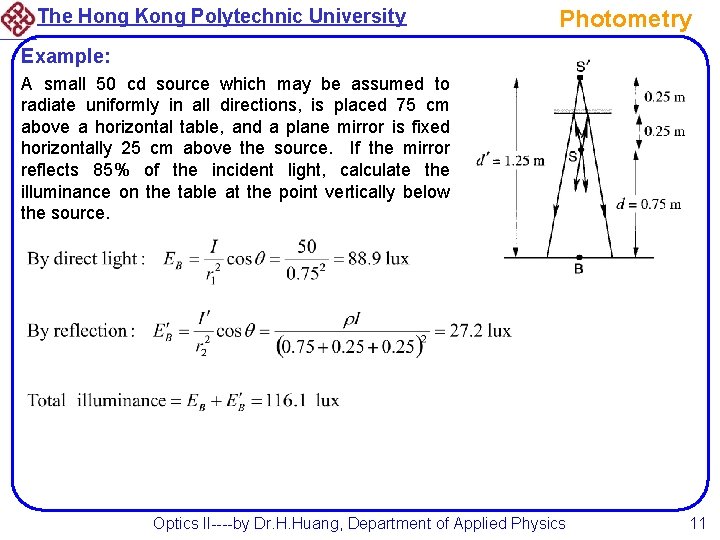 The Hong Kong Polytechnic University Photometry Example: A small 50 cd source which may