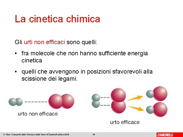 La cinetica chimica Gli urti non efficaci sono quelli: • fra molecole che non