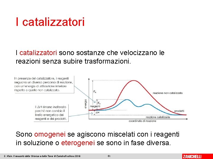 I catalizzatori sono sostanze che velocizzano le reazioni senza subire trasformazioni. Sono omogenei se