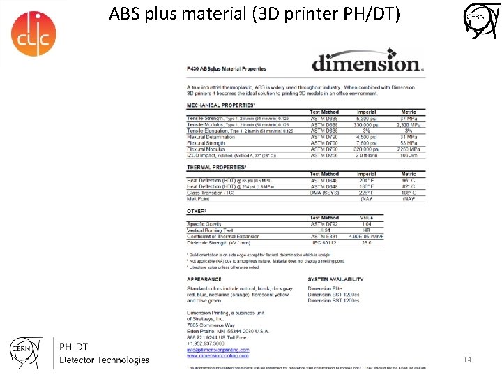 ABS plus material (3 D printer PH/DT) 14 