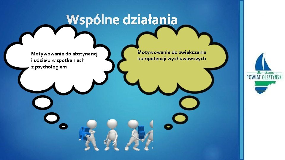 Wspólne działania Motywowanie do abstynencji i udziału w spotkaniach z psychologiem Motywowanie do zwiększenia