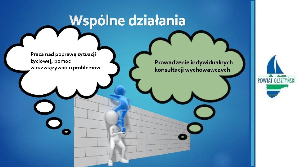 Wspólne działania Dbanie zdrowie dziecka, Praca o nad poprawą sytuacji prawidłowe Prowadzenie życiowej, pomoc