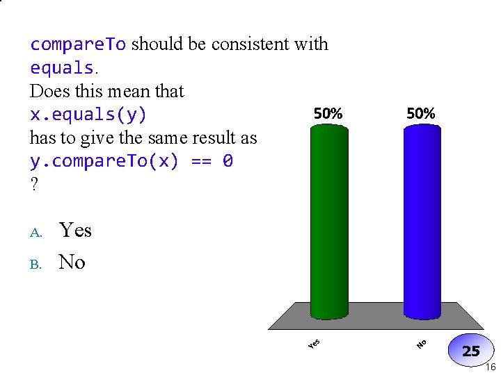 compare. To should be consistent with equals. Does this mean that x. equals(y) has