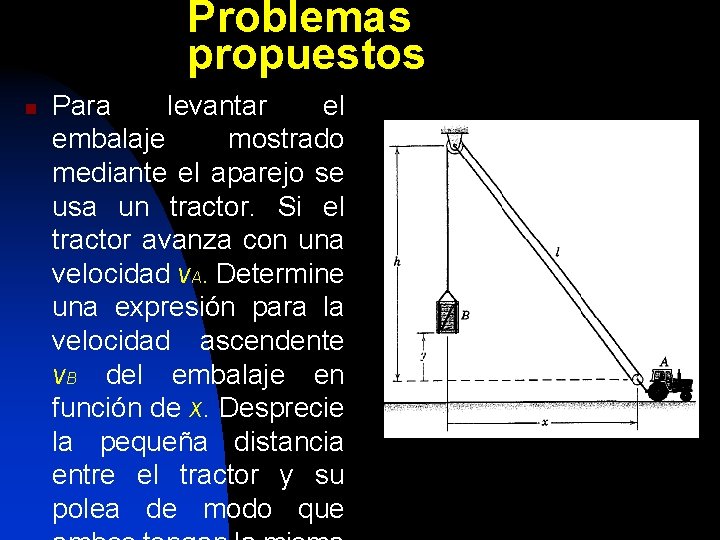 Problemas propuestos n Para levantar el embalaje mostrado mediante el aparejo se usa un