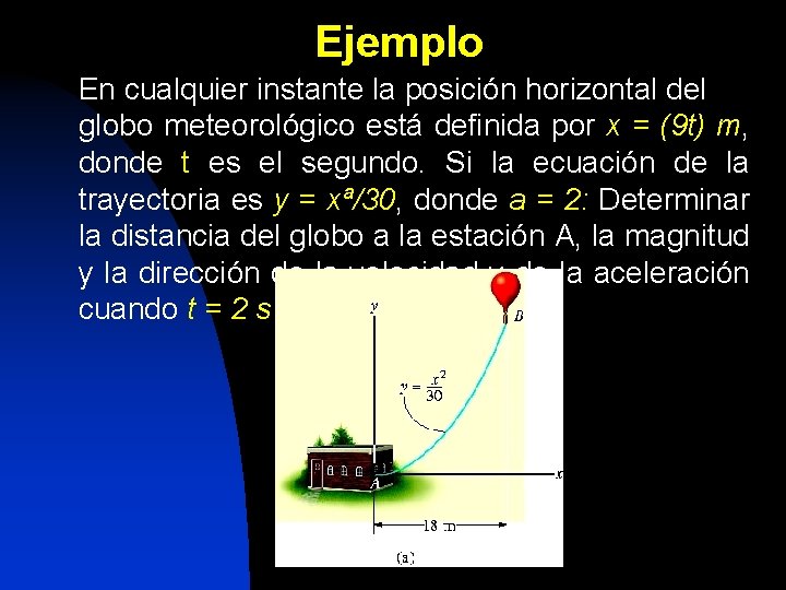 Ejemplo En cualquier instante la posición horizontal del globo meteorológico está definida por x