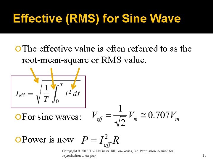 Effective (RMS) for Sine Wave The effective value is often referred to as the