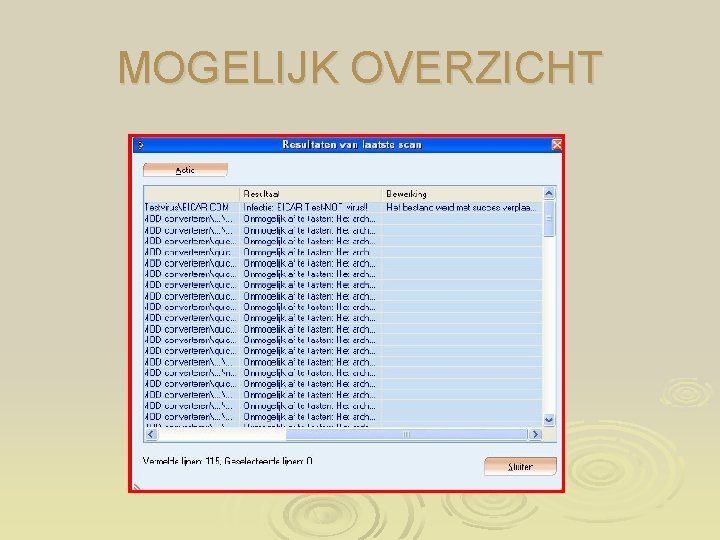 MOGELIJK OVERZICHT 