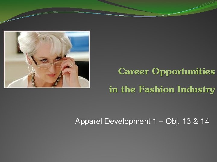 Career Opportunities in the Fashion Industry Apparel Development 1 – Obj. 13 & 14