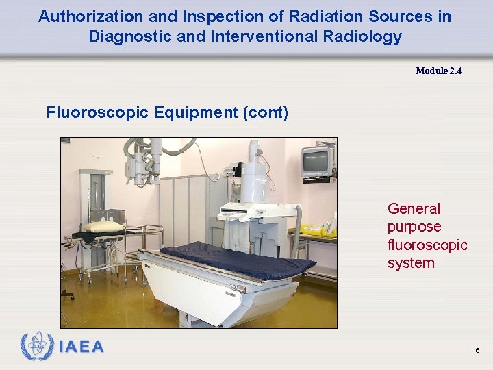 Authorization and Inspection of Radiation Sources in Diagnostic and Interventional Radiology Module 2. 4