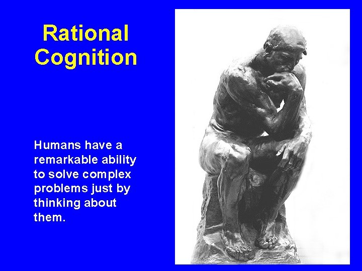 Rational Cognition Humans have a remarkable ability to solve complex problems just by thinking