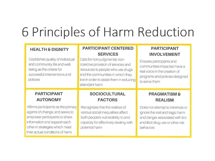 6 Principles of Harm Reduction 