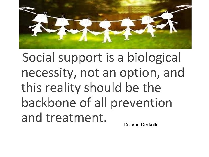  Social support is a biological necessity, not an option, and this reality should