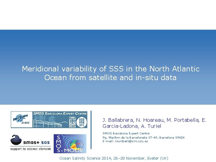 Meridional variability of SSS in the North Atlantic Ocean from satellite and in-situ data