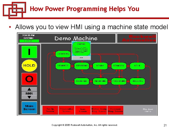 How Power Programming Helps You • Allows you to view HMI using a machine