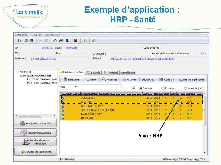 Exemple d’application : HRP - Santé Score HRP 06 November 2020 31 