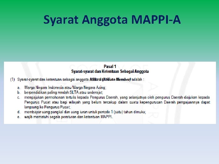 Syarat Anggota MAPPI-A 