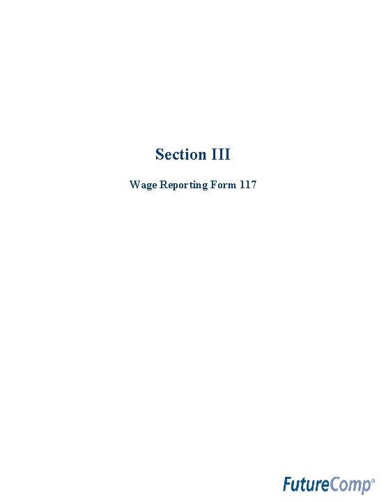 Section III Wage Reporting Form 117 