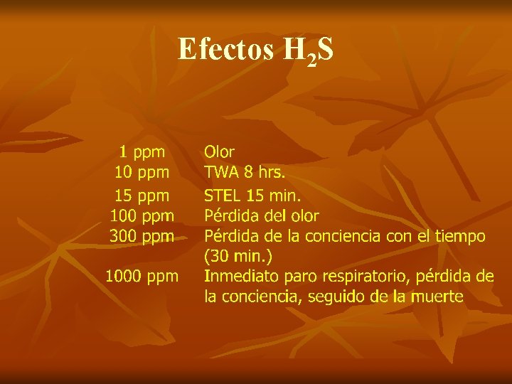 Efectos H 2 S 