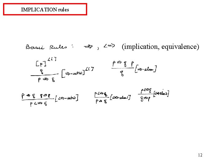 IMPLICATION rules (implication, equivalence) 12 