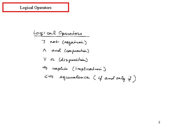 Logical Operators 8 