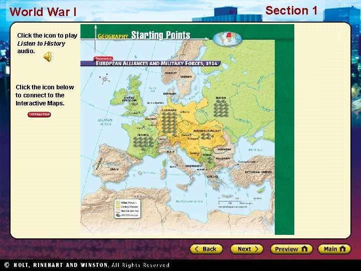 World War I Click the icon to play Listen to History audio. Click the