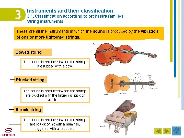 Instruments and their classification 3. 1. Classification according to orchestra families String instruments These Instruments and their classification 3. 1. Classification according to orchestra families String instruments These