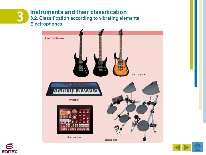 Instruments and their classification 3. 2. Classification according to vibrating elements Electrophones Instruments and their classification 3. 2. Classification according to vibrating elements Electrophones