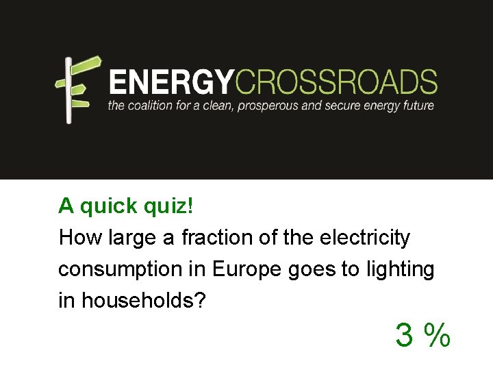 A quick quiz! How large a fraction of the electricity consumption in Europe goes