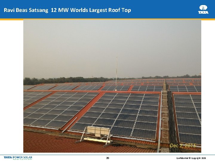 Ravi Beas Satsang 12 MW Worlds Largest Roof Top 20 Confidential © Copyright 2015